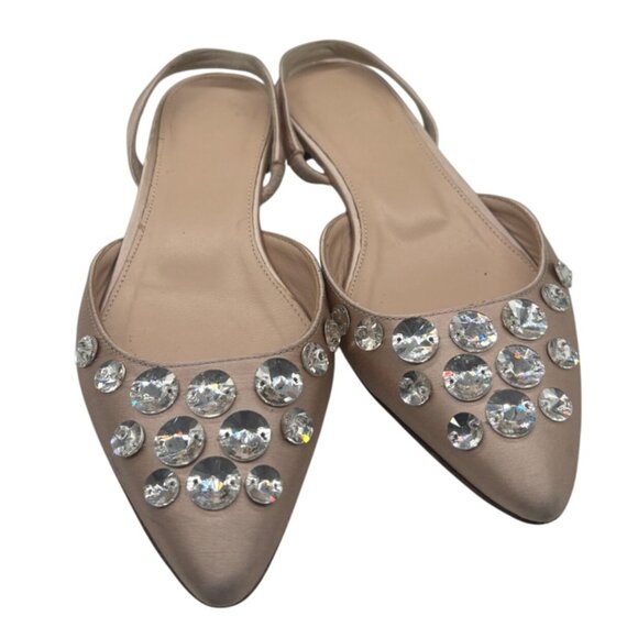 J. Crew Women’s Embllished Satin Slingback Flats, Pink Blush, Size 6 - Picture 7 of 12